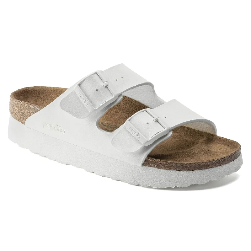 Anti - Slip Women's Sandals with a Grooved Sole in Green for Outdoor AdventuresArizona Platform Vegan in White from Birkenstock Anti - Slip Women's Sandals with a Grooved Sole in Green for Outdoor AdventuresArizona Platform Vegan in White from Birkenstock