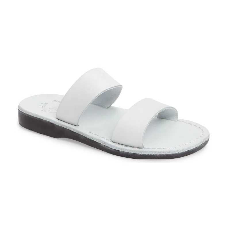 Orthopedic Women's Sandals with Arch Support in Gray for Foot HealthAviv - Leather Wide Strap Sandal | White