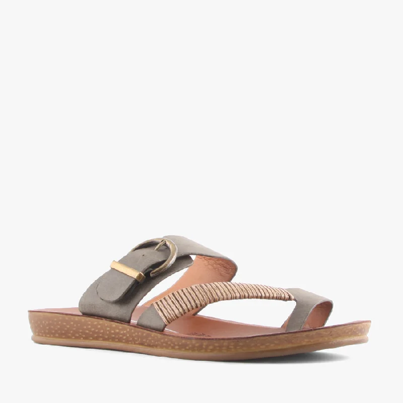 Women's Leather - Strapped Sandals with a Braided Detail in Brown for a Rustic AppealBRIA KHAKI 2 Women's Leather - Strapped Sandals with a Braided Detail in Brown for a Rustic AppealBRIA KHAKI 2