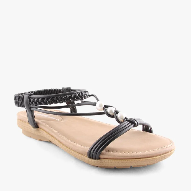 Women's Leather - Strapped Sandals with a Braided Detail in Brown for a Rustic AppealCAMILLE BLACK Women's Leather - Strapped Sandals with a Braided Detail in Brown for a Rustic AppealCAMILLE BLACK