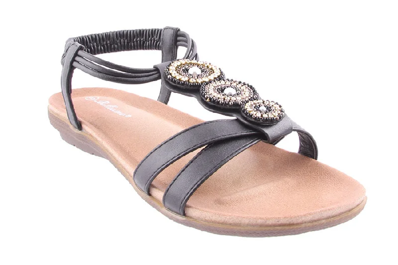 Women's Sandals with a Floral - Printed Upper in Pink for a Feminine Spring LookCASSIA BLACK Women's Sandals with a Floral - Printed Upper in Pink for a Feminine Spring LookCASSIA BLACK