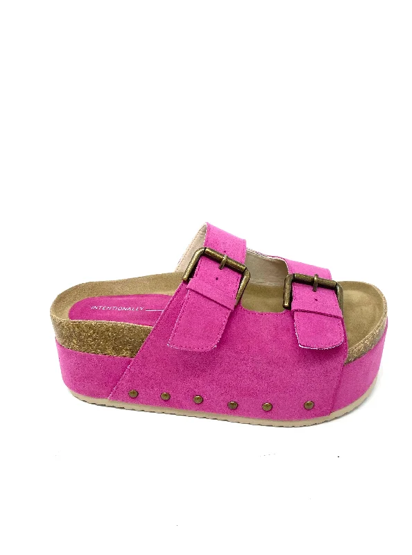 Child - Friendly Women's Sandals with a Secure Buckle in Purple for Moms on the GoCooper-2 Platform Sandal in Fuchsia from Intentionally Blank Child - Friendly Women's Sandals with a Secure Buckle in Purple for Moms on the GoCooper-2 Platform Sandal in Fuchsia from Intentionally Blank