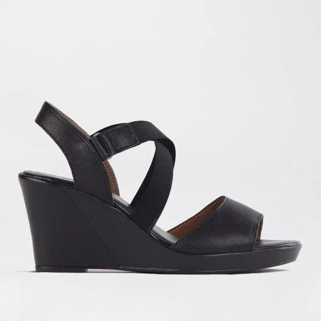 Elastic - Strap Women's Sandals with a Padded Toe in Teal for Easy On - and - OffCrossover Wedge Sandal in Black - 12288 Elastic - Strap Women's Sandals with a Padded Toe in Teal for Easy On - and - OffCrossover Wedge Sandal in Black - 12288