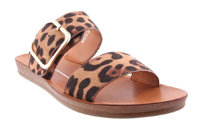 Orthopedic Women's Sandals with Arch Support in Gray for Foot HealthDOTI LEOPARD