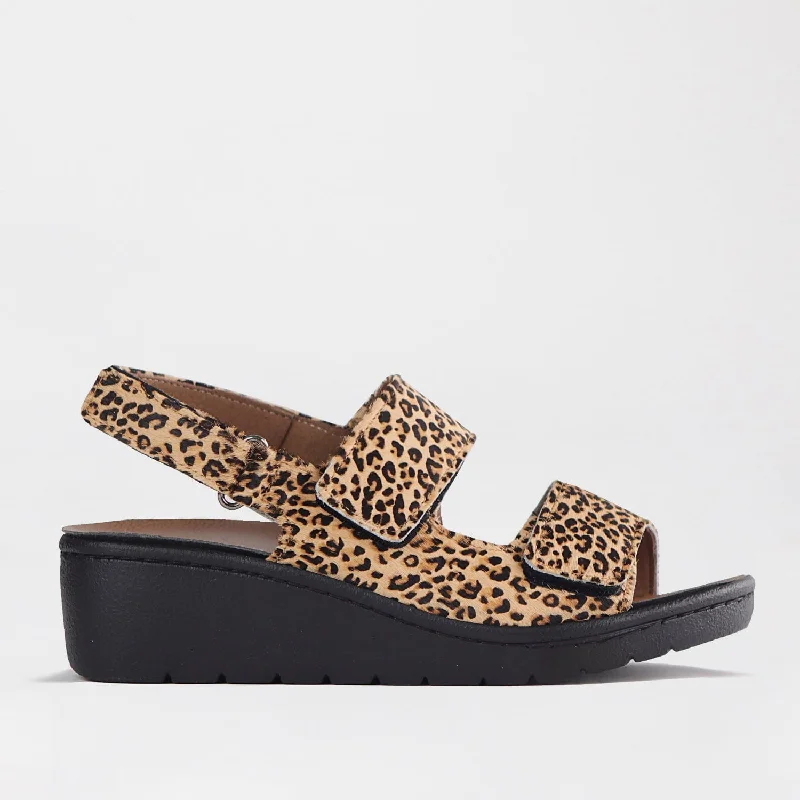 Shock - Absorbing Women's Sandals with a Soft Insole in Black for Active LifestylesDouble Band Wedge Slingback Sandal with Removable Footbed in Cheetah Print - 12533 Shock - Absorbing Women's Sandals with a Soft Insole in Black for Active LifestylesDouble Band Wedge Slingback Sandal with Removable Footbed in Cheetah Print - 12533