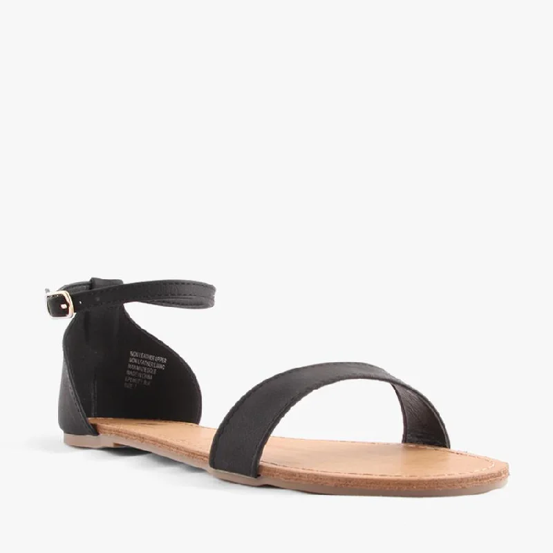 Women's Flat Slide Sandals with a Memory Foam Insole in White for All - Day ComfortEMERY BLACK Women's Flat Slide Sandals with a Memory Foam Insole in White for All - Day ComfortEMERY BLACK