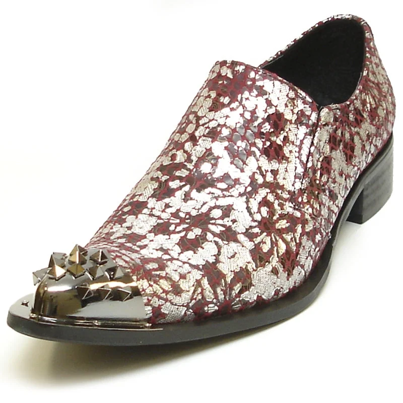 Men's loafers with a contrast stitching detailFiesso FI-6842 Red Silver Loafers