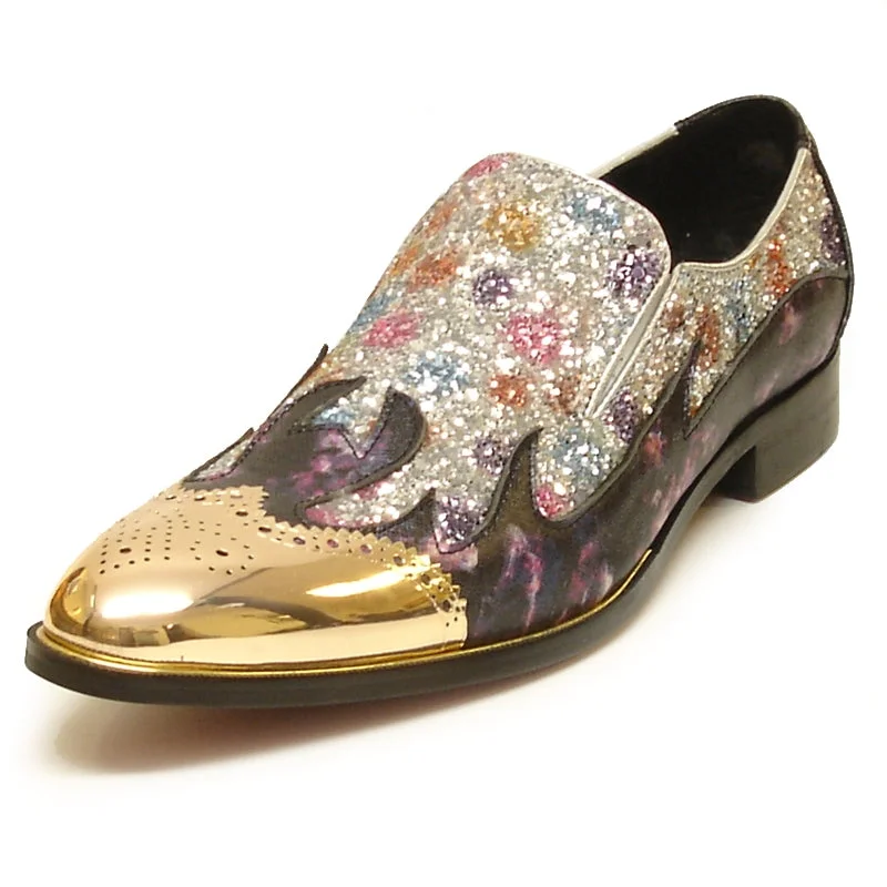 Men's leather loafers with a penny slotFiesso FI-6976 Black Gold Loafers