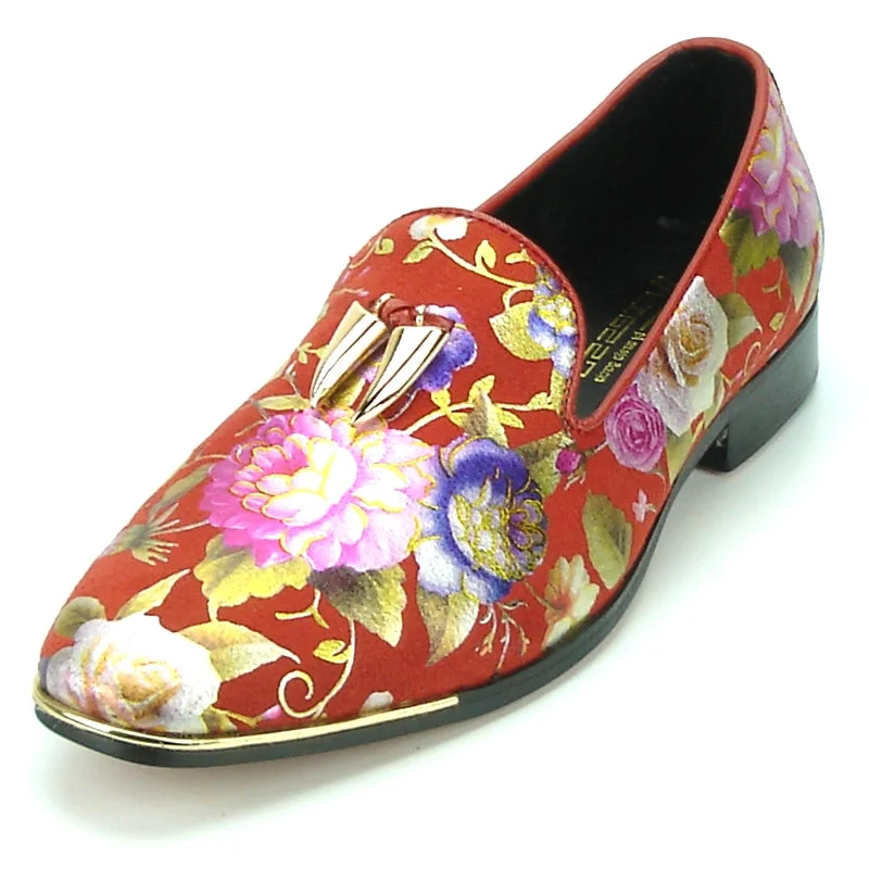 Men's loafers with a perforated leather upper for ventilationFiesso FI-7155 Red Loafers