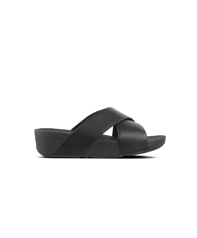 Women's Sandals with a Wedge Heel and a Tassel Detail in Orange for a Trendy LookFitFlop Lulu Cross Leather Black Slides Women's Sandals with a Wedge Heel and a Tassel Detail in Orange for a Trendy LookFitFlop Lulu Cross Leather Black Slides