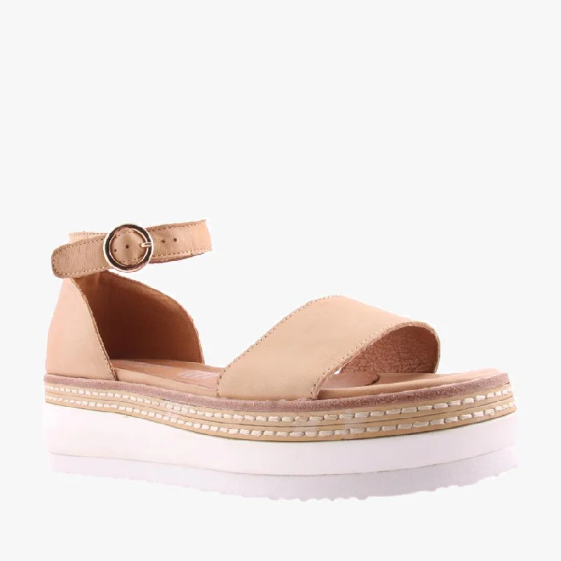 Women's Flat Slide Sandals with a Memory Foam Insole in White for All - Day ComfortISLA CAMEL Women's Flat Slide Sandals with a Memory Foam Insole in White for All - Day ComfortISLA CAMEL