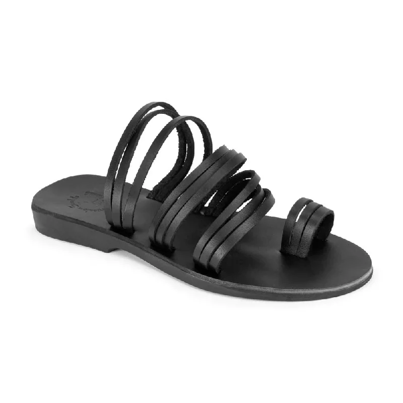 Sustainable Women's Recycled Material Sandals in Beige for Eco - Conscious ShoppersLayla - Leather Thin Strap Sandal | Black Sustainable Women's Recycled Material Sandals in Beige for Eco - Conscious ShoppersLayla - Leather Thin Strap Sandal | Black