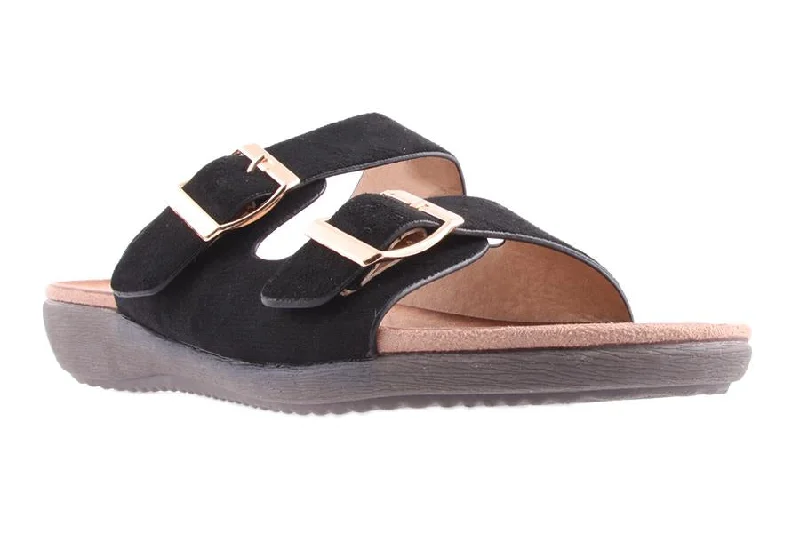 Women's Ankle - Strap Sandals with a Block Heel in Red for a Sophisticated StyleLEAF BLACK