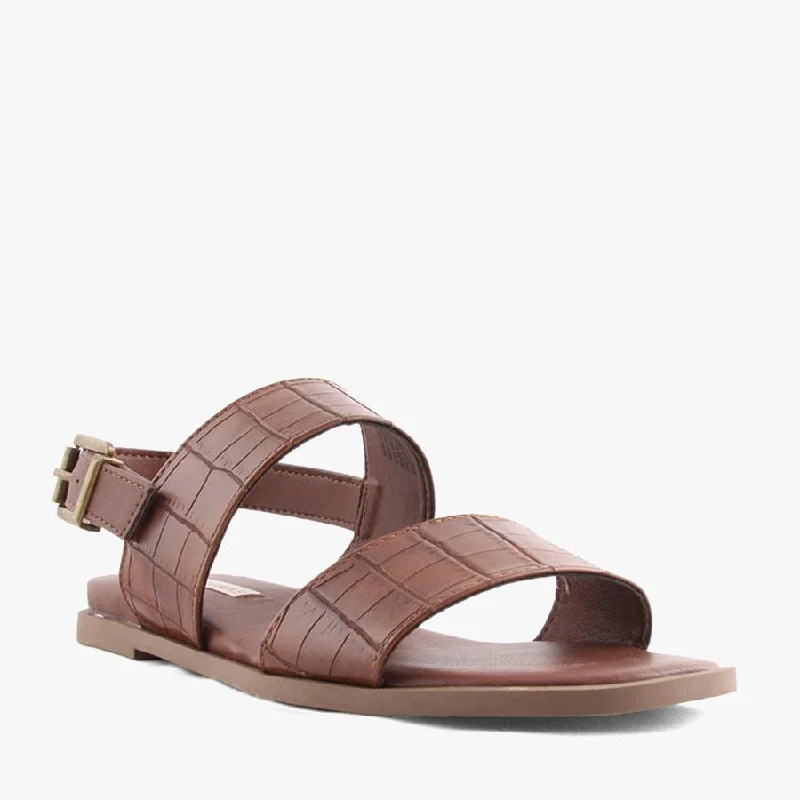 Women's Flat Slide Sandals with a Memory Foam Insole in White for All - Day ComfortLILA TAN CROC Women's Flat Slide Sandals with a Memory Foam Insole in White for All - Day ComfortLILA TAN CROC