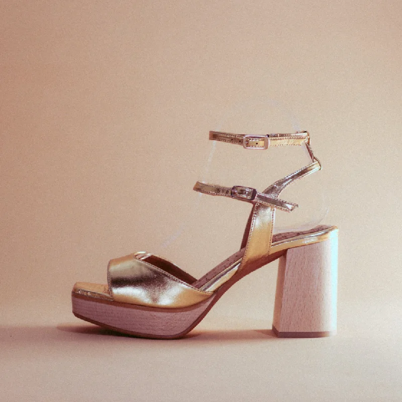 Women's Leather - Strapped Sandals with a Braided Detail in Brown for a Rustic AppealLola Platform Sandal in Gold from Bhava Women's Leather - Strapped Sandals with a Braided Detail in Brown for a Rustic AppealLola Platform Sandal in Gold from Bhava