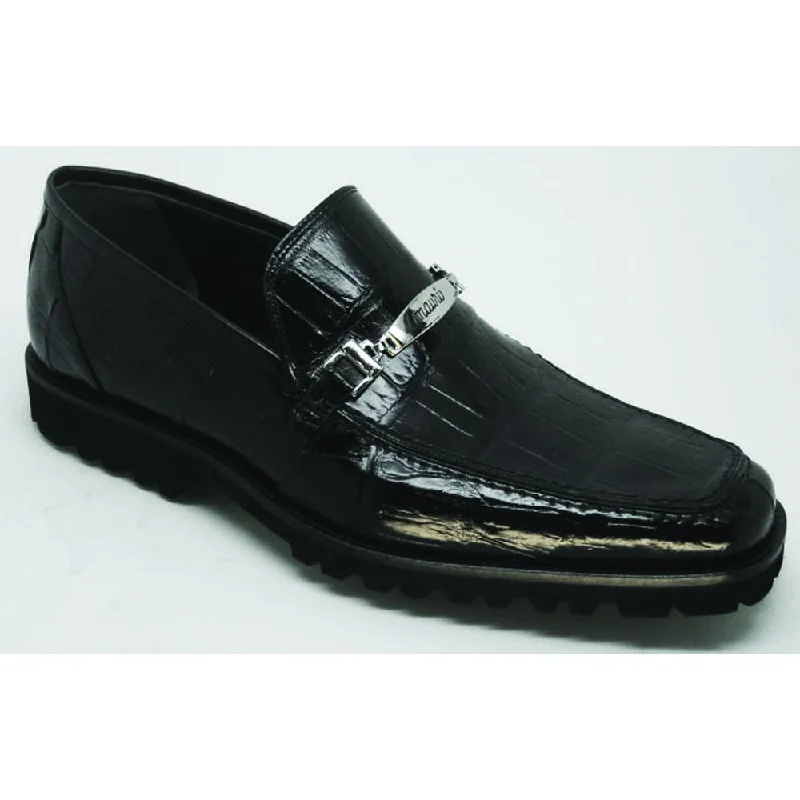 Slip - on men's loafers for easy wearMauri 4692 Black Genuine All Over Alligator Loafer Shoes