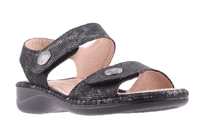Waterproof Women's Rubber Beach Sandals with Arch Support in Blue for Water ActivitiesMONTREAL BLACK METALIC Waterproof Women's Rubber Beach Sandals with Arch Support in Blue for Water ActivitiesMONTREAL BLACK METALIC