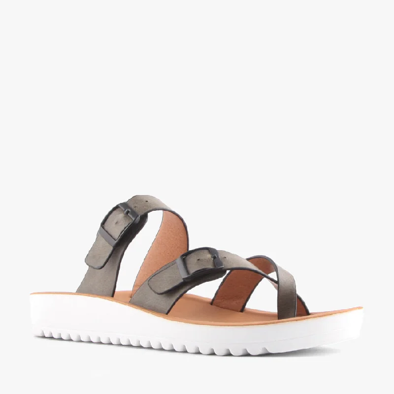 Women's Strappy Gladiator Sandals with Buckle Closures in Tan for a Boho LookNIN KHAKI Women's Strappy Gladiator Sandals with Buckle Closures in Tan for a Boho LookNIN KHAKI