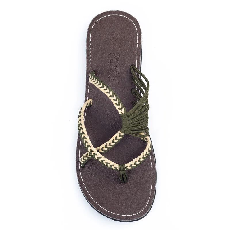 Women's Leather - Strapped Sandals with a Braided Detail in Brown for a Rustic AppealOceanside Beach Flip Flops for Women | Ivory Olivey Women's Leather - Strapped Sandals with a Braided Detail in Brown for a Rustic AppealOceanside Beach Flip Flops for Women | Ivory Olivey
