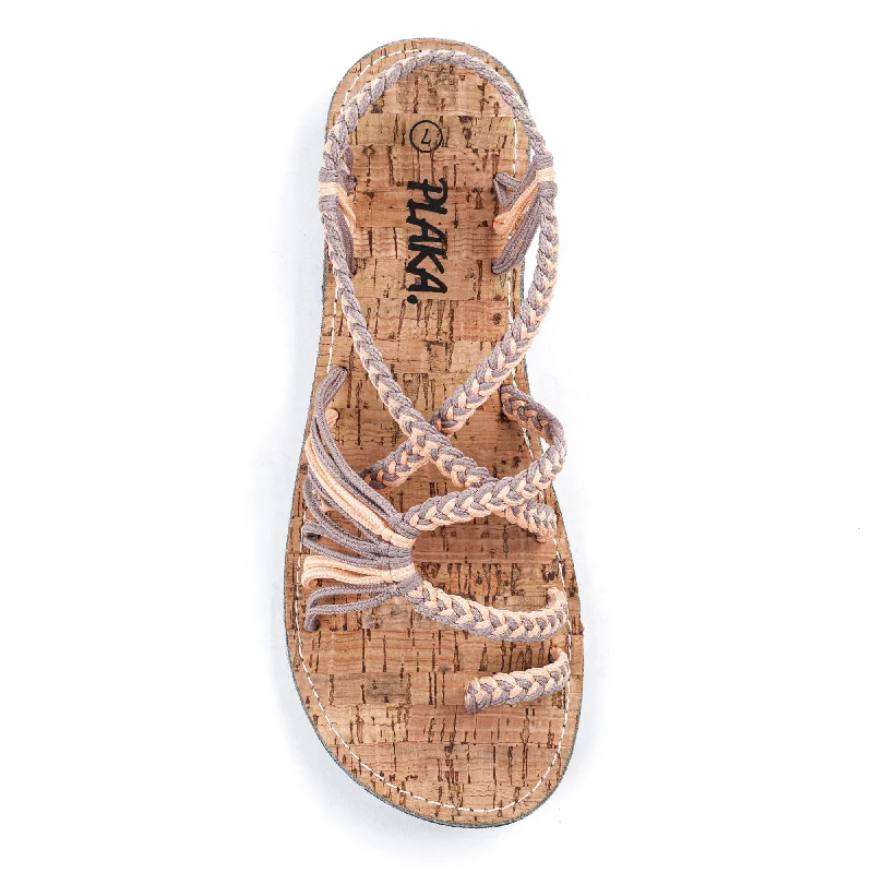 Child - Friendly Women's Sandals with a Secure Buckle in Purple for Moms on the GoPalm Leaf Flat Women's Sandals | Peach Sand Child - Friendly Women's Sandals with a Secure Buckle in Purple for Moms on the GoPalm Leaf Flat Women's Sandals | Peach Sand