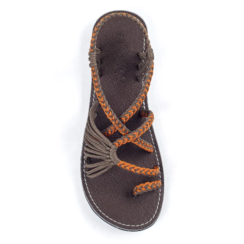 Child - Friendly Women's Sandals with a Secure Buckle in Purple for Moms on the GoPalm Leaf Flat Women's Sandals | Orange-Gray Child - Friendly Women's Sandals with a Secure Buckle in Purple for Moms on the GoPalm Leaf Flat Women's Sandals | Orange-Gray