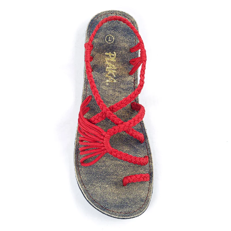 Women's Leather - Strapped Sandals with a Braided Detail in Brown for a Rustic AppealPalm Leaf Flat Women's Sandals | Red Women's Leather - Strapped Sandals with a Braided Detail in Brown for a Rustic AppealPalm Leaf Flat Women's Sandals | Red