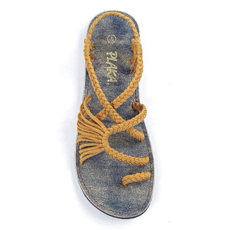 Women's Leather - Strapped Sandals with a Braided Detail in Brown for a Rustic AppealPalm Leaf Flat Women's Sandals | Sand-Yellow Women's Leather - Strapped Sandals with a Braided Detail in Brown for a Rustic AppealPalm Leaf Flat Women's Sandals | Sand-Yellow