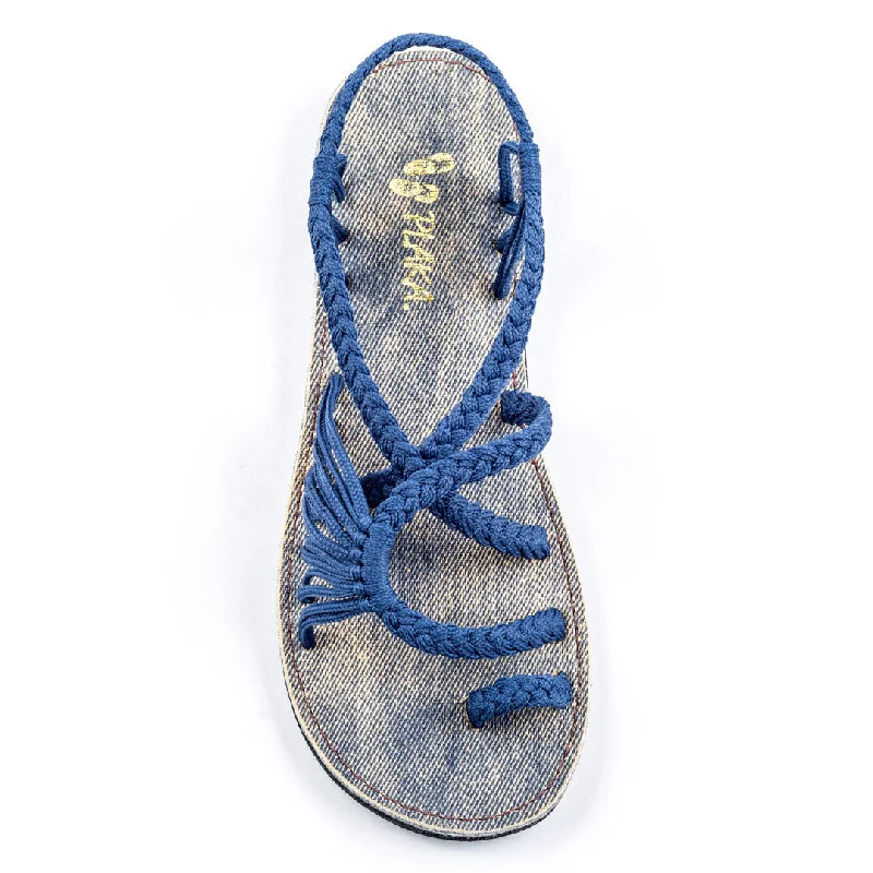 Sustainable Women's Recycled Material Sandals in Beige for Eco - Conscious ShoppersPalm Leaf Flat Women's Sandals | Sapphire-Blue Sustainable Women's Recycled Material Sandals in Beige for Eco - Conscious ShoppersPalm Leaf Flat Women's Sandals | Sapphire-Blue