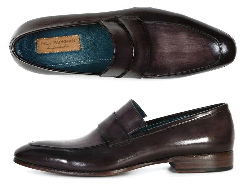 Men's loafers with a leather lining for comfortPaul Parkman Men's Loafer Black & Gray Hand-Painted Leather Upper with Leather Sole (ID#093-GRAY)