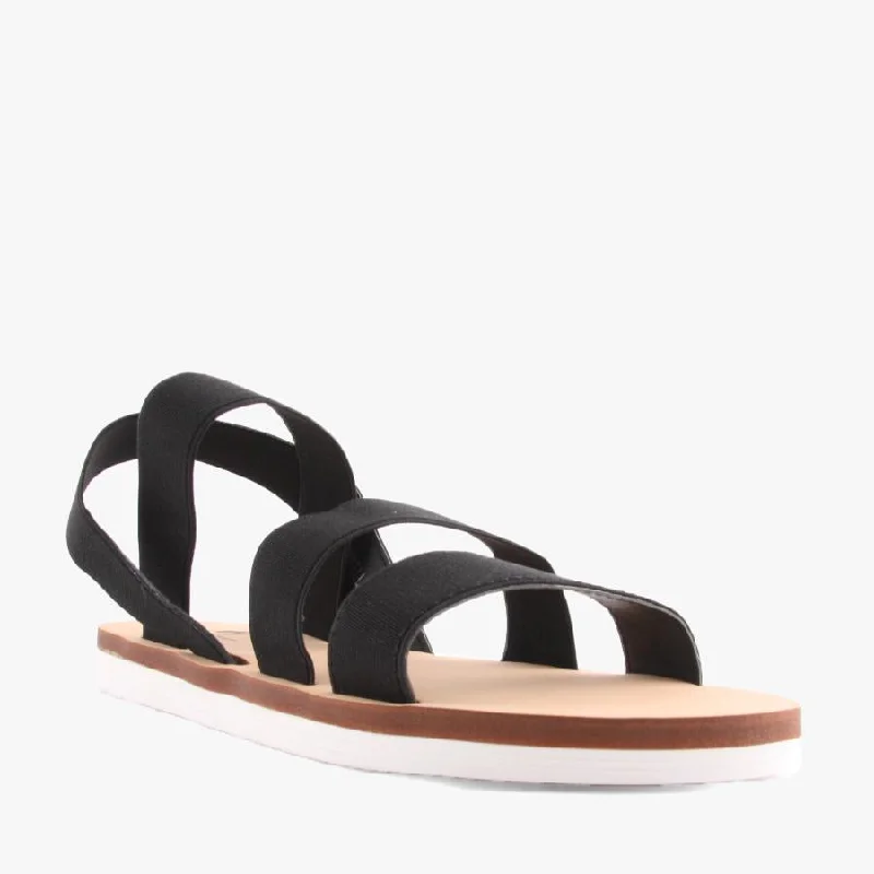 Sustainable Women's Recycled Material Sandals in Beige for Eco - Conscious ShoppersPELLA BLACK ELASTIC Sustainable Women's Recycled Material Sandals in Beige for Eco - Conscious ShoppersPELLA BLACK ELASTIC