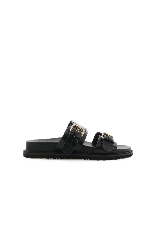 Plus Size Women's Wide - Width Platform Sandals in Black for Added Comfort and HeightRaiden Sandal Black Croc Plus Size Women's Wide - Width Platform Sandals in Black for Added Comfort and HeightRaiden Sandal Black Croc