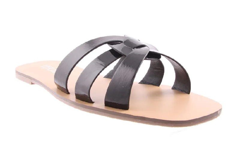 Waterproof Women's Rubber Beach Sandals with Arch Support in Blue for Water ActivitiesROULETTE BLACK PATENT Waterproof Women's Rubber Beach Sandals with Arch Support in Blue for Water ActivitiesROULETTE BLACK PATENT