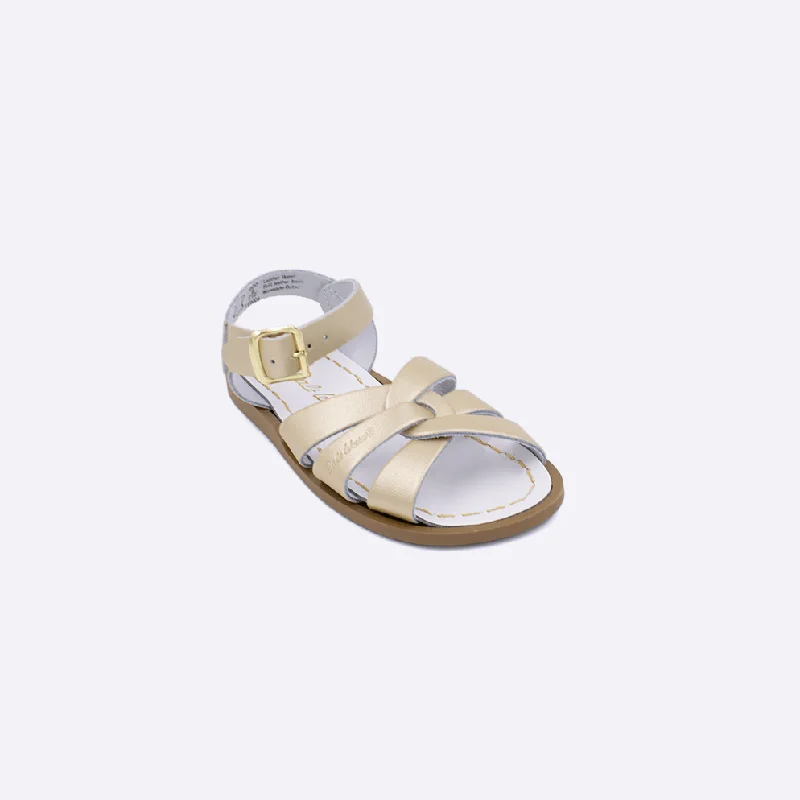 Women's Sandals with a Glitter - Coated Strap in Gold for a Sparkly Summer OutfitSalt Water Original Gold - Toddler Women's Sandals with a Glitter - Coated Strap in Gold for a Sparkly Summer OutfitSalt Water Original Gold - Toddler