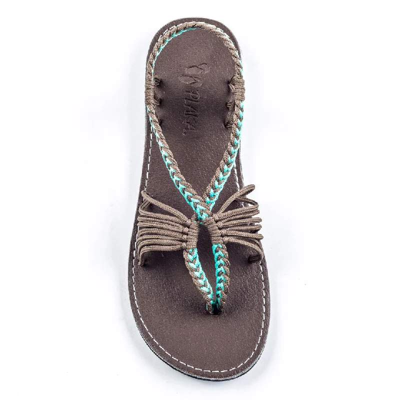 Women's Cork - Soled Espadrille Sandals with a Rope - Trimmed Upper in Navy for a Summer VibeSeashell Summer Sandals for Women | Turquoise-Gray Women's Cork - Soled Espadrille Sandals with a Rope - Trimmed Upper in Navy for a Summer VibeSeashell Summer Sandals for Women | Turquoise-Gray