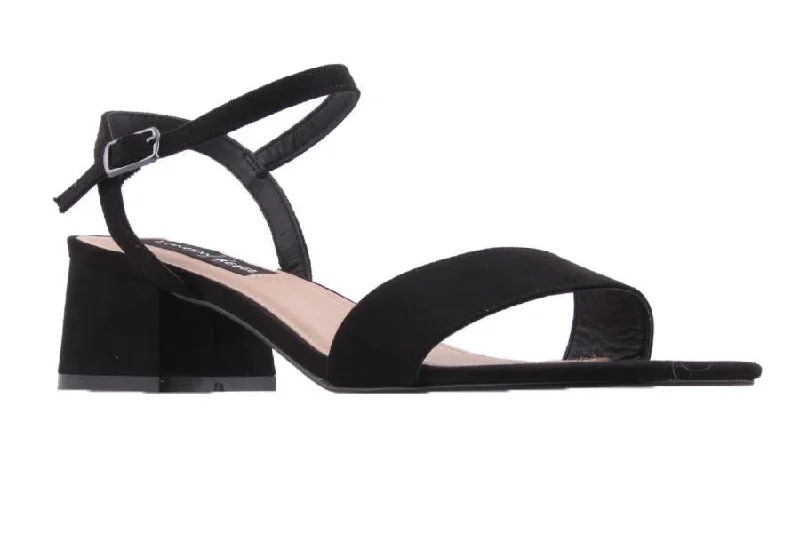 Women's Ankle - Strap Sandals with a Block Heel in Red for a Sophisticated StyleSHURI BLACK SUEDE Women's Ankle - Strap Sandals with a Block Heel in Red for a Sophisticated StyleSHURI BLACK SUEDE