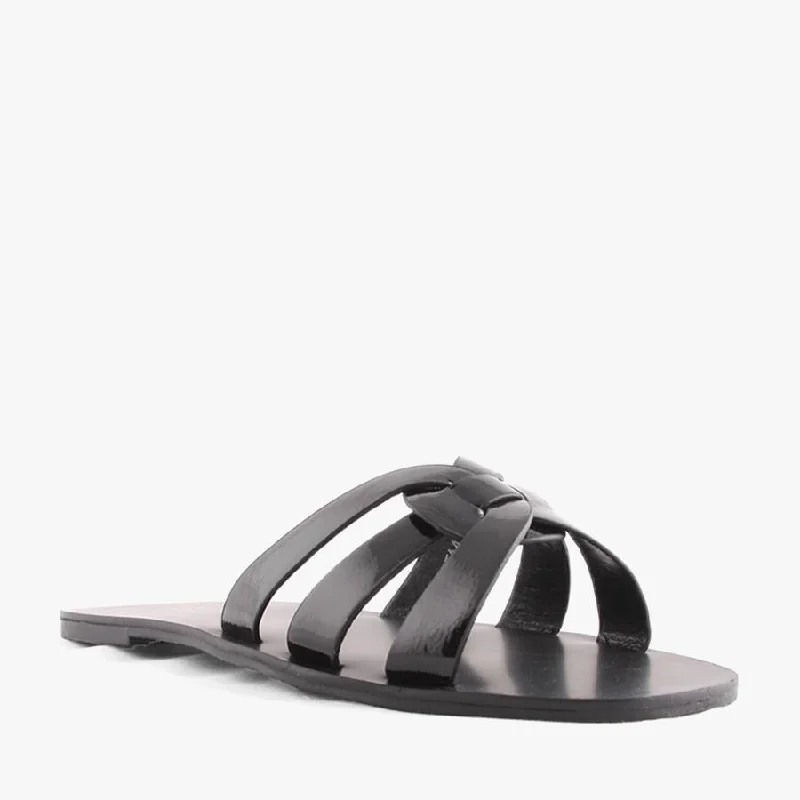 Lightweight Women's Mesh - Paneled Sandals in Yellow for BreathabilityTAAVI BLACK PATENT Lightweight Women's Mesh - Paneled Sandals in Yellow for BreathabilityTAAVI BLACK PATENT
