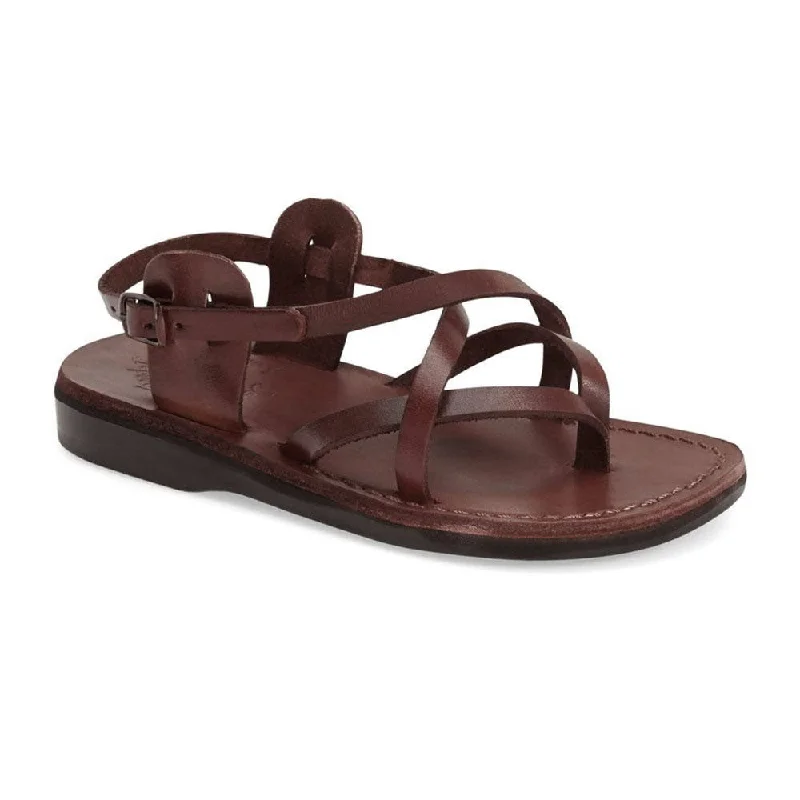 Child - Friendly Women's Sandals with a Secure Buckle in Purple for Moms on the GoTamar Buckle - Leather Flip Flop Sandal | Brown Child - Friendly Women's Sandals with a Secure Buckle in Purple for Moms on the GoTamar Buckle - Leather Flip Flop Sandal | Brown