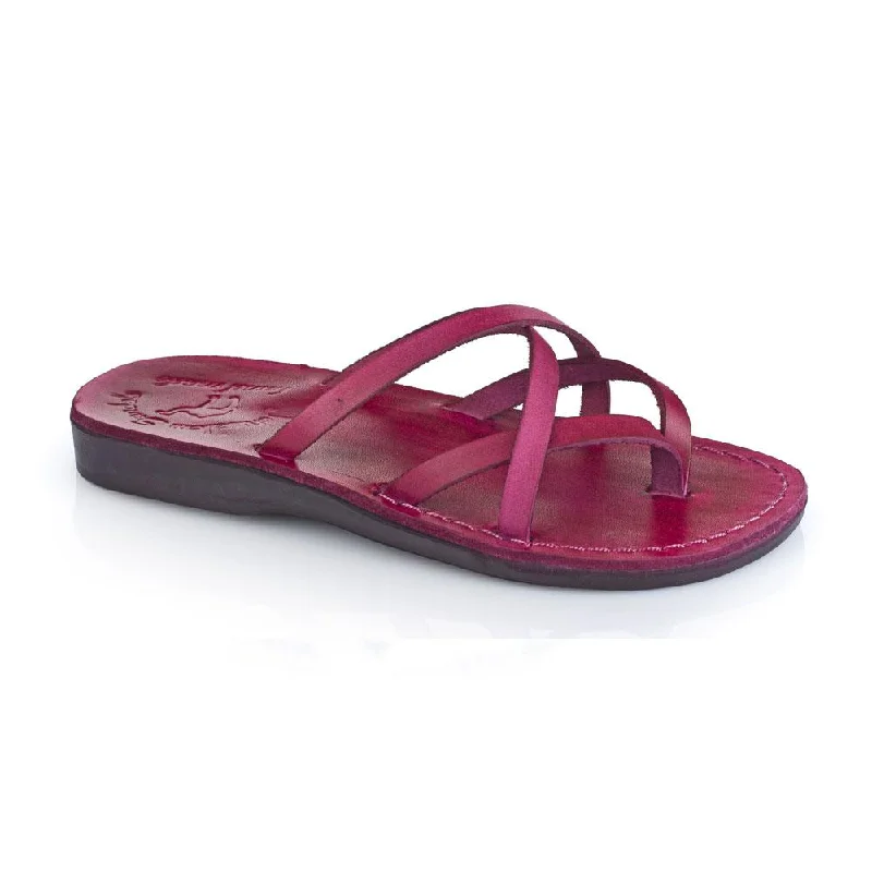 Adjustable Strap Women's Sandals with a Padded Heel in Pink for a Custom FitTamar - Leather Strappy Flip Flops | Violet Adjustable Strap Women's Sandals with a Padded Heel in Pink for a Custom FitTamar - Leather Strappy Flip Flops | Violet