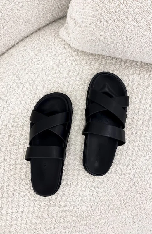 Women's Sandals with a Glitter - Coated Strap in Gold for a Sparkly Summer OutfitTeddi Sandal Black Women's Sandals with a Glitter - Coated Strap in Gold for a Sparkly Summer OutfitTeddi Sandal Black