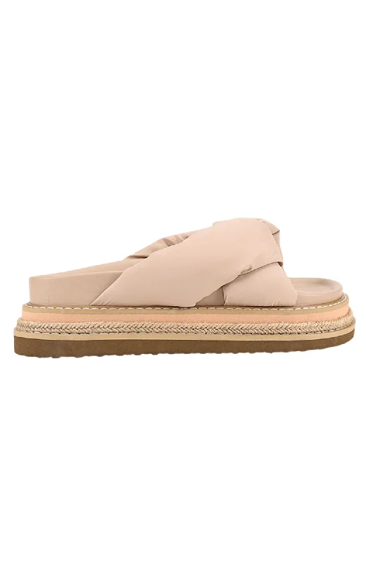 Women's Flat Slide Sandals with a Memory Foam Insole in White for All - Day ComfortThames Flatform Slides Stone Beige Women's Flat Slide Sandals with a Memory Foam Insole in White for All - Day ComfortThames Flatform Slides Stone Beige