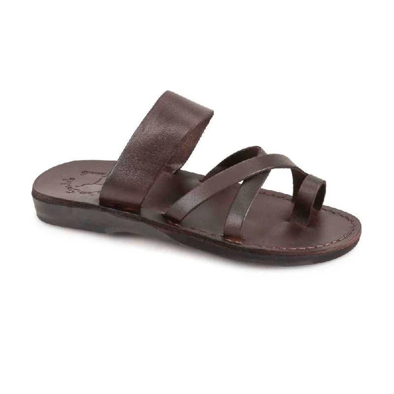 Women's Flat Slide Sandals with a Memory Foam Insole in White for All - Day ComfortThe Good Shepherd - Leather Toe Loop Sandal | Brown Women's Flat Slide Sandals with a Memory Foam Insole in White for All - Day ComfortThe Good Shepherd - Leather Toe Loop Sandal | Brown