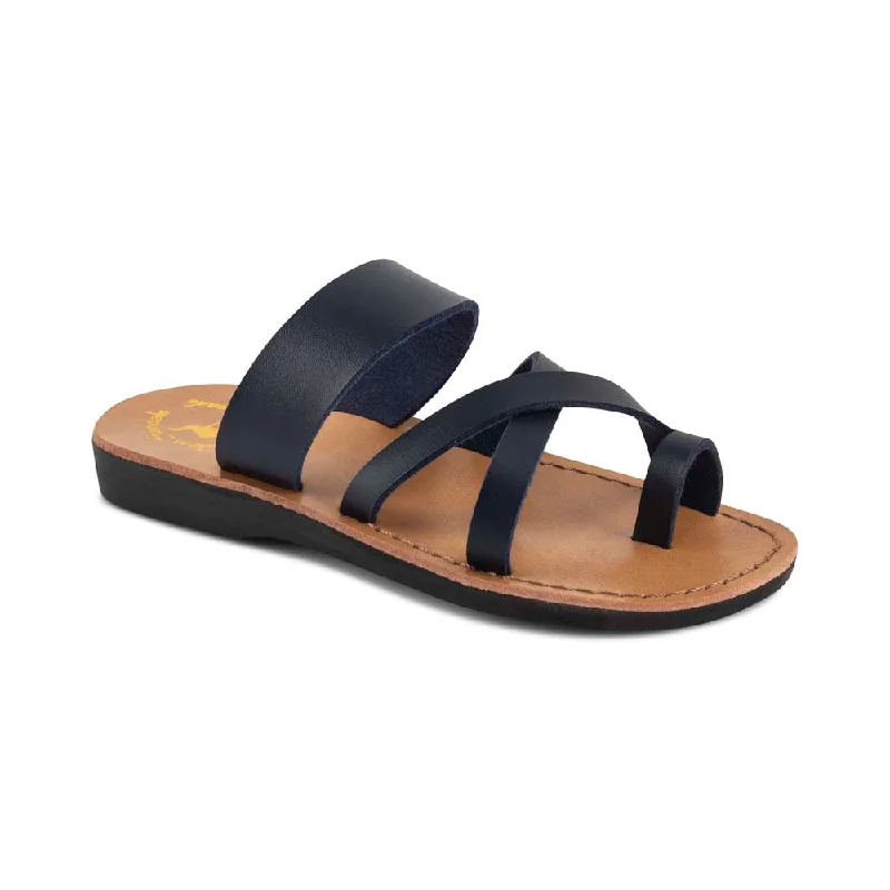 Women's Sandals with a Glitter - Coated Strap in Gold for a Sparkly Summer OutfitThe Good Shepherd  Vegan - Leather Alternative Sandal | Blue