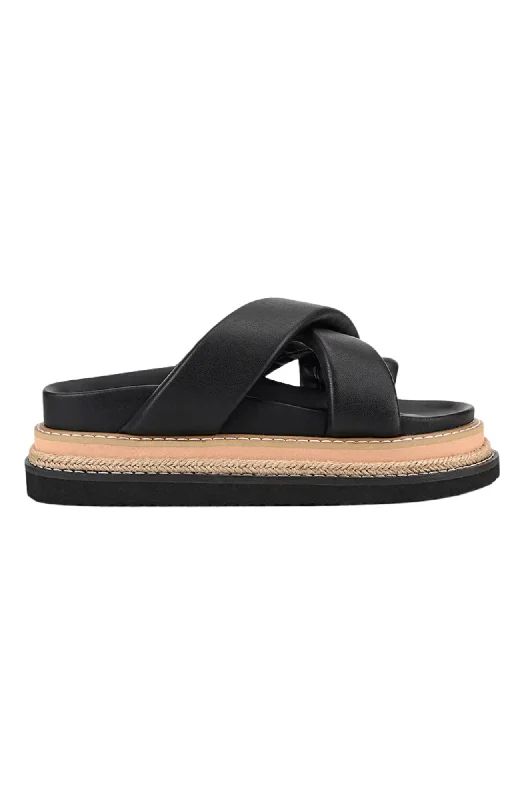 Women's Cork - Soled Espadrille Sandals with a Rope - Trimmed Upper in Navy for a Summer VibeThelma Flatform Slides Black Women's Cork - Soled Espadrille Sandals with a Rope - Trimmed Upper in Navy for a Summer VibeThelma Flatform Slides Black