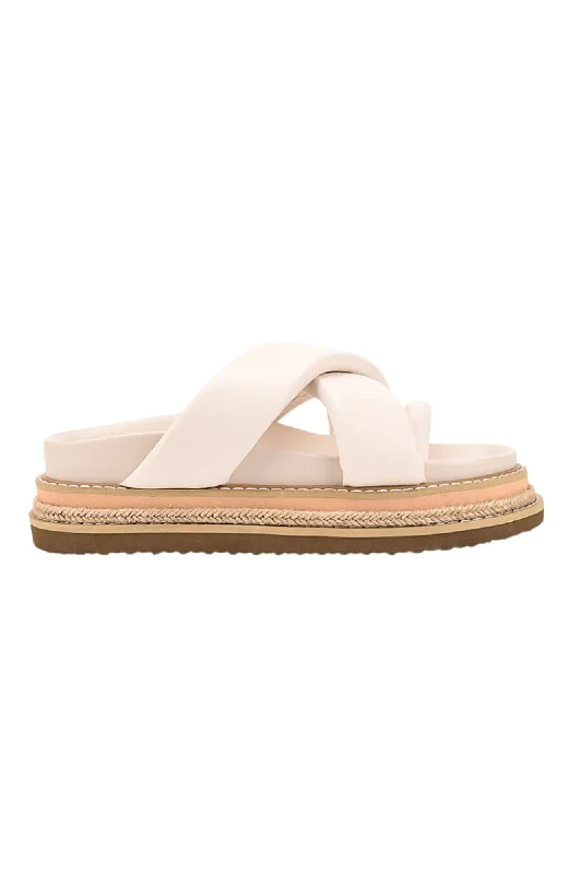 Women's Sandals with a Glitter - Coated Strap in Gold for a Sparkly Summer OutfitThelma Flatform Slides Bone White Women's Sandals with a Glitter - Coated Strap in Gold for a Sparkly Summer OutfitThelma Flatform Slides Bone White