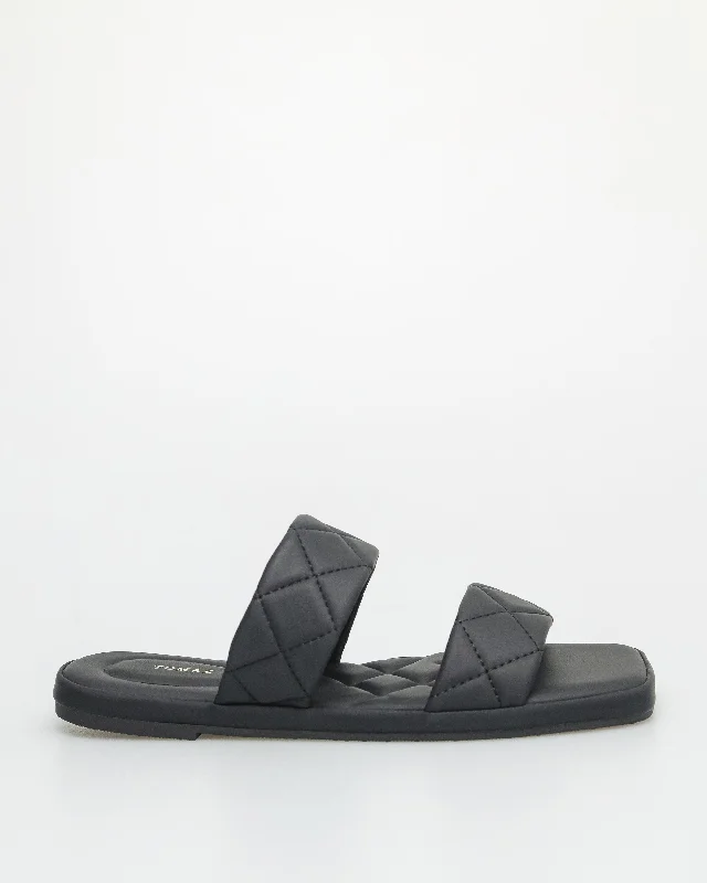 Women's Sandals with a Glitter - Coated Strap in Gold for a Sparkly Summer OutfitTomaz NN217 Ladies Double Strap Sandals (Black) Women's Sandals with a Glitter - Coated Strap in Gold for a Sparkly Summer OutfitTomaz NN217 Ladies Double Strap Sandals (Black)