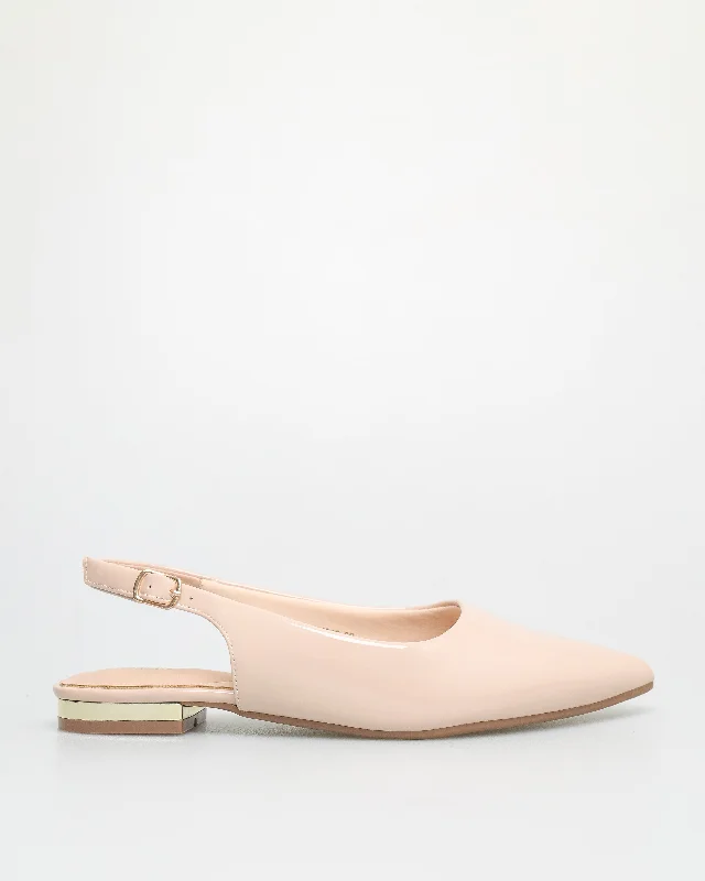 Elastic - Strap Women's Sandals with a Padded Toe in Teal for Easy On - and - OffTomaz NN346 Ladies Pointy Slingback Flats (Nude)