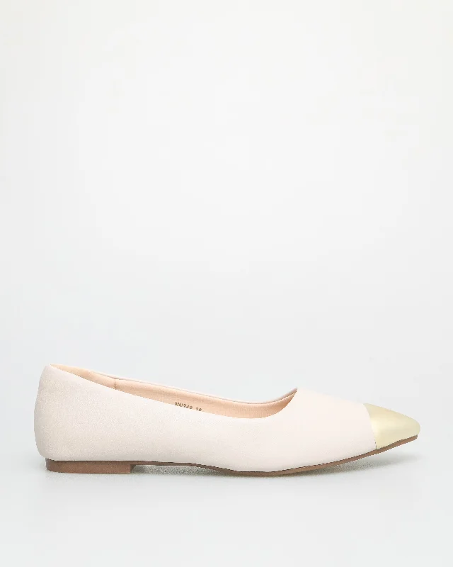 Women's Flat Slide Sandals with a Memory Foam Insole in White for All - Day ComfortTomaz NN348 Ladies Silver Cap Toe Flats (Cream) Women's Flat Slide Sandals with a Memory Foam Insole in White for All - Day ComfortTomaz NN348 Ladies Silver Cap Toe Flats (Cream)