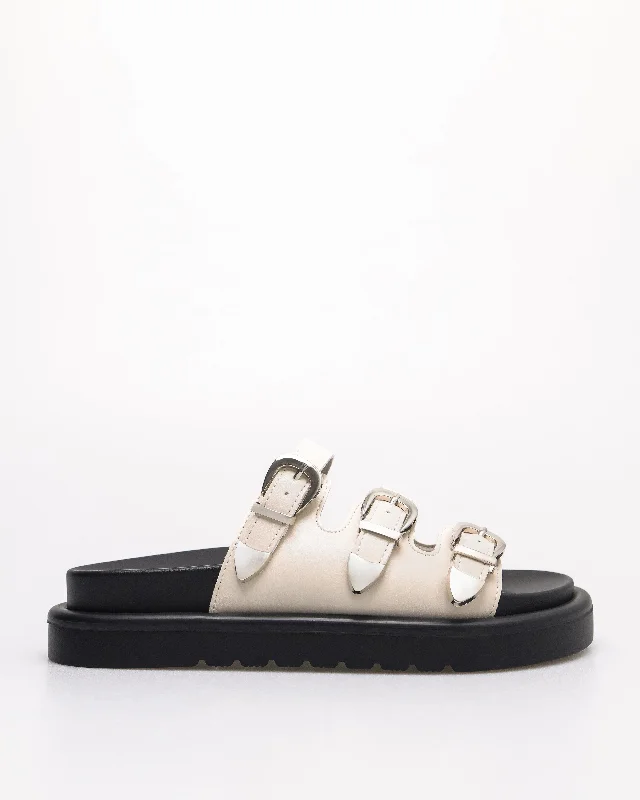 Orthopedic Women's Sandals with Arch Support in Gray for Foot HealthTomaz NN397 Ladies Triple Strap Sandals (Cream)
