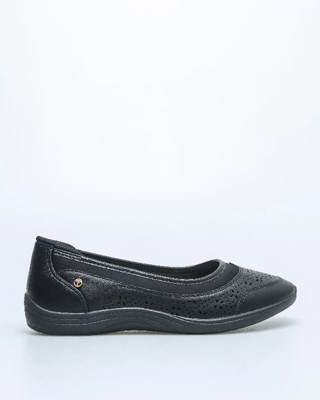 Shock - Absorbing Women's Sandals with a Soft Insole in Black for Active LifestylesTomaz NN429 Ladies Floral Perforated Flats (Black) Shock - Absorbing Women's Sandals with a Soft Insole in Black for Active LifestylesTomaz NN429 Ladies Floral Perforated Flats (Black)