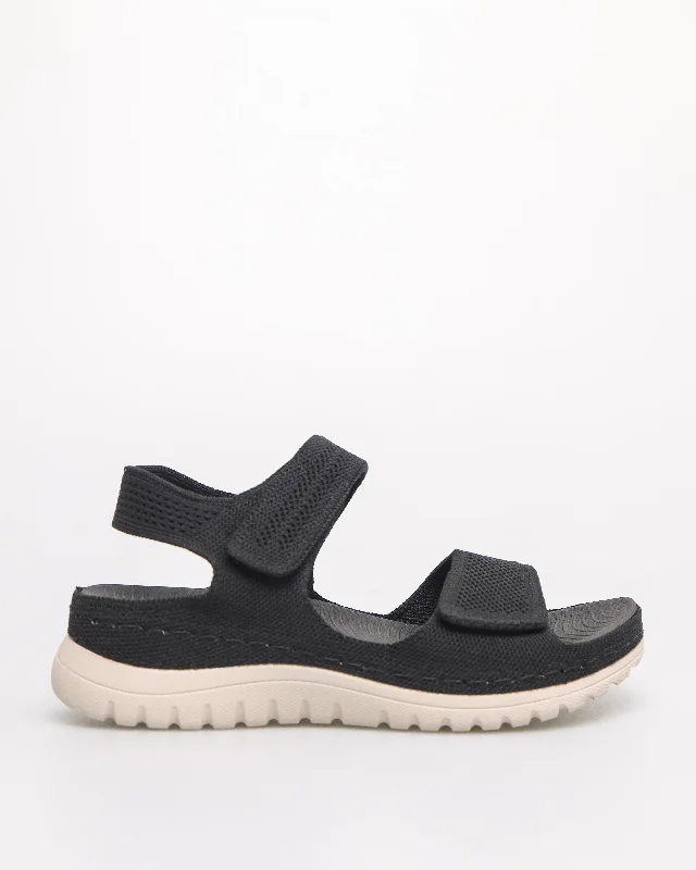 Waterproof Women's Rubber Beach Sandals with Arch Support in Blue for Water ActivitiesTomaz NN504 Ladies Knit Strap Sandals (Black)
